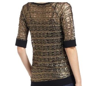 NWOT Sanctuary cosmic ribbon row top gold/black  M